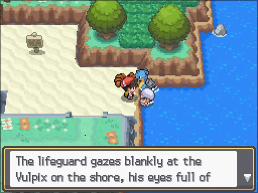 Alto Mare Waters: HP Up found, the text box open after pressing A