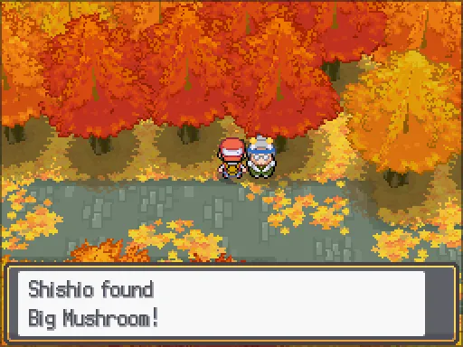 Bellchime Trail: Big Mushroom found, the text box open after pressing A