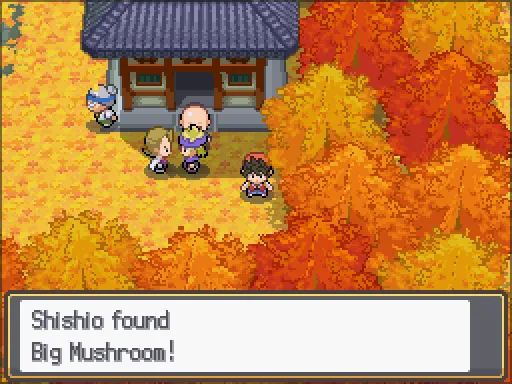 Bellchime Trail: Big Mushroom found, the text box open after pressing A