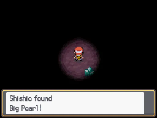Cerulean Cave 2F: Big Pearl found, the text box open after pressing A