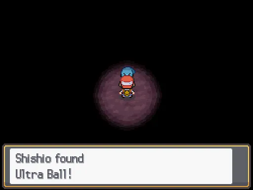 Cerulean Cave 2F: Ultra Ball found, the text box open after pressing A