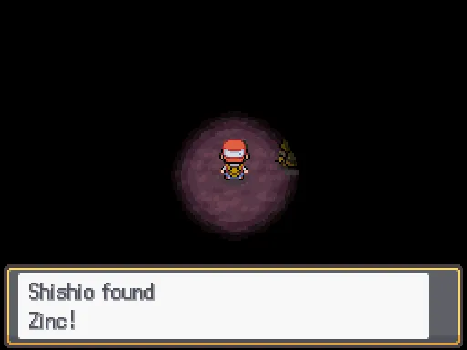 Cerulean Cave 2F: Zinc found, the text box open after pressing A