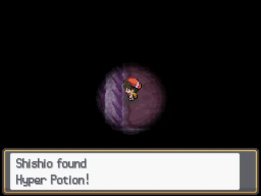 Cerulean Cave: Hyper Potion found, the text box open after pressing A