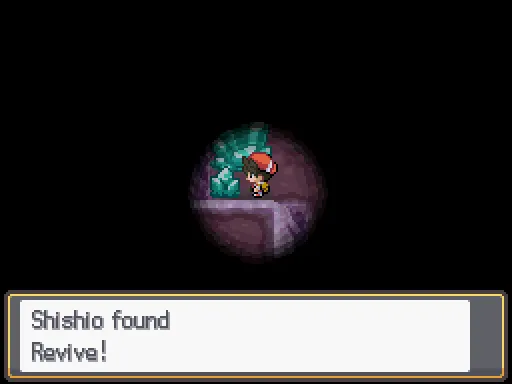 Cerulean Cave: Revive found, the text box open after pressing A