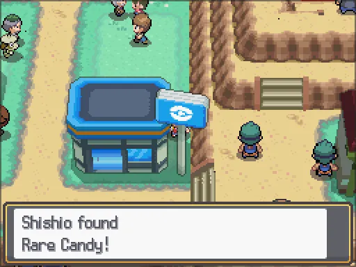 Cinnabar Island: Rare Candy found, the text box open after pressing A