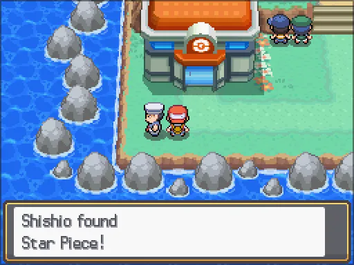 Cinnabar Island: Star Piece found, the text box open after pressing A