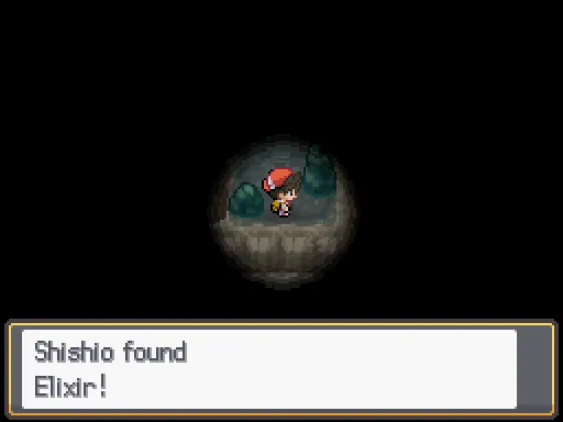 Dark Cave: Elixir found, the text box open after pressing A