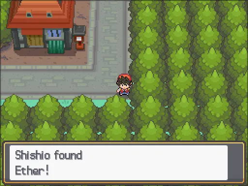 Ecruteak City: Ether found, the text box open after pressing A