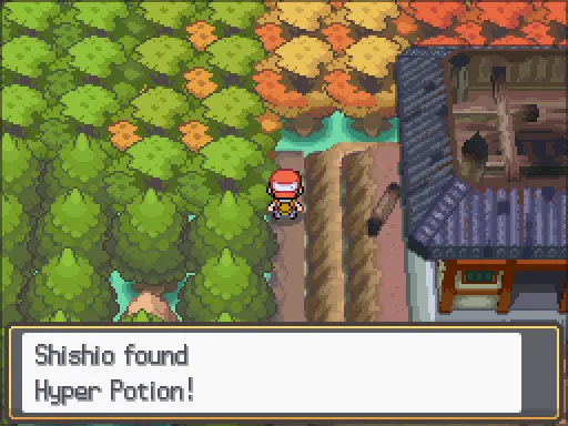 Ecruteak City: Hyper Potion found, the text box open after pressing A