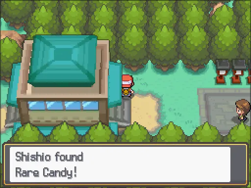 Ecruteak City: Rare Candy found, the text box open after pressing A