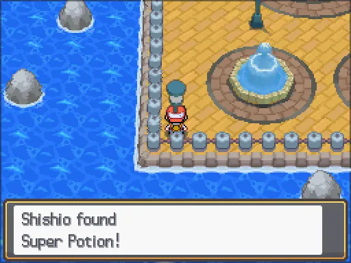 Goldenrod City: Super Potion found, the text box open after pressing A