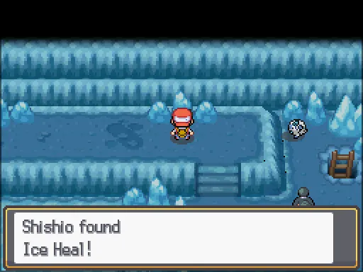Ice Path: Ice Heal found, the text box open after pressing A