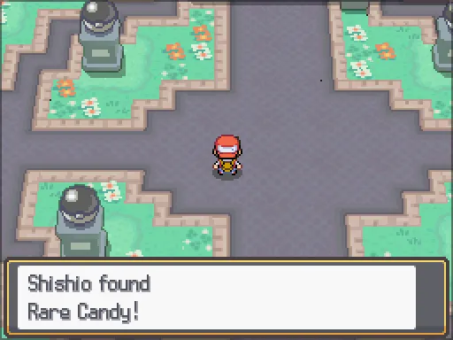 Indigo Plateau (Indigo Conference stage one): Rare Candy found, the text box open after pressing A