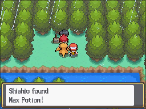 Lake of Rage: Max Potion found, the text box open after pressing A