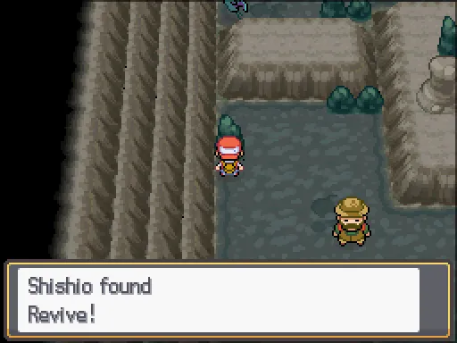 Mt. Moon: Revive found, the text box open after pressing A
