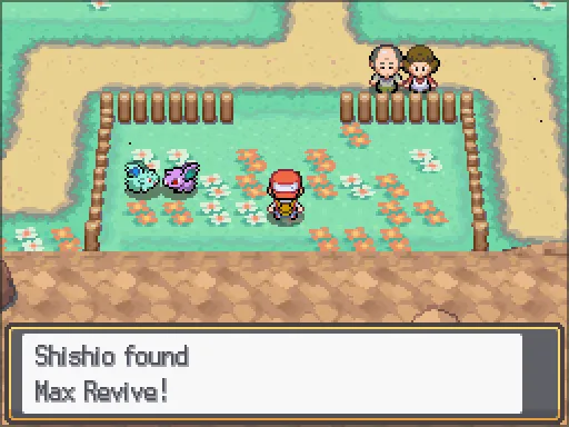 Mt. Moon Square: Max Revive found, the text box open after pressing A