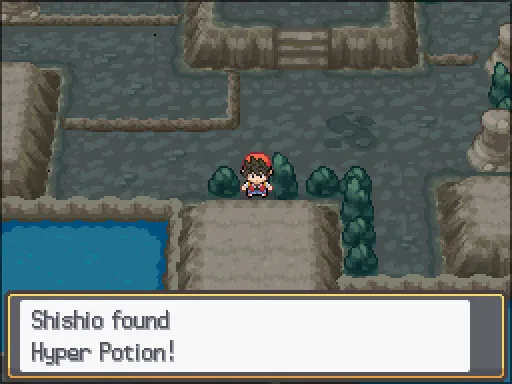 Mt. Mortar 2F: Hyper Potion found, the text box open after pressing A