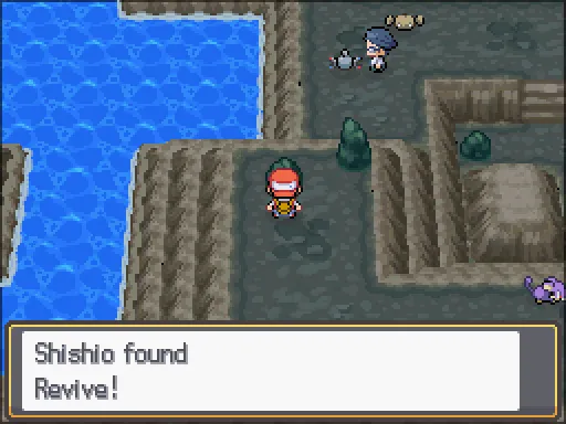Mt. Mortar: Revive found, the text box open after pressing A