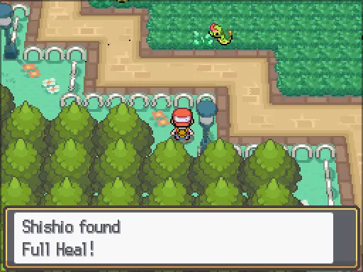 National Park Bug Catching Contest: Full Heal found, the text box open after pressing A