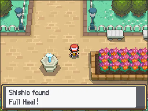 National Park Bug Catching Contest: Full Heal found, the text box open after pressing A