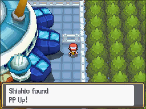 Pokéathlon Dome: PP Up found, the text box open after pressing A