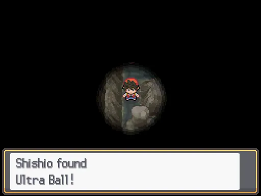 Rock Tunnel: Ultra Ball found, the text box open after pressing A