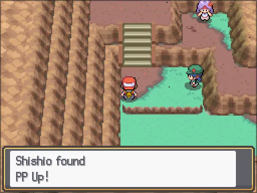 Route 10 South: PP Up found, the text box open after pressing A