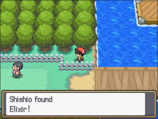 Route 12: Elixir found, the text box open after pressing A