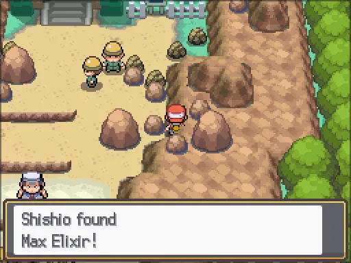 Route 19: Max Elixir found, the text box open after pressing A