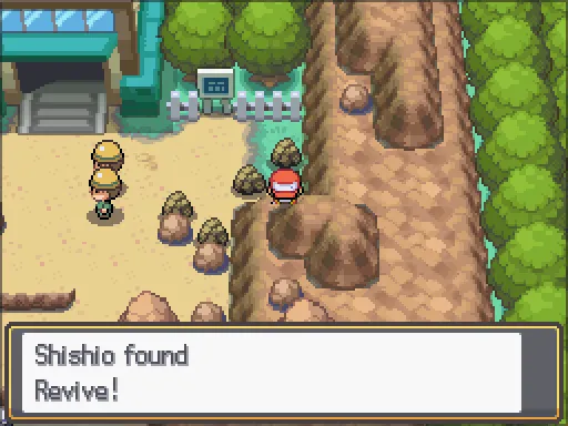 Route 19: Revive found, the text box open after pressing A