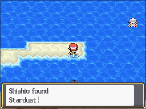 Route 20: Stardust found, the text box open after pressing A