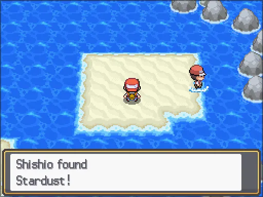 Route 21: Stardust found, the text box open after pressing A