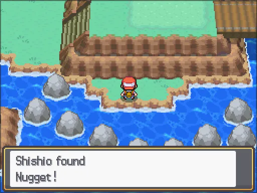 Route 26: Nugget found, the text box open after pressing A