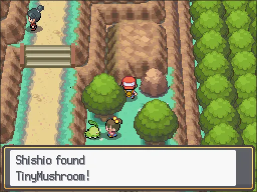 Route 26: Tiny Mushroom found, the text box open after pressing A