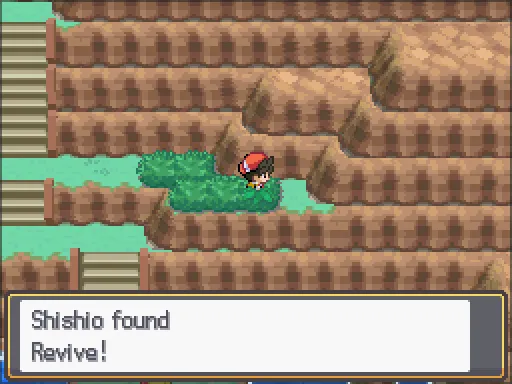 Route 27: Revive found, the text box open after pressing A