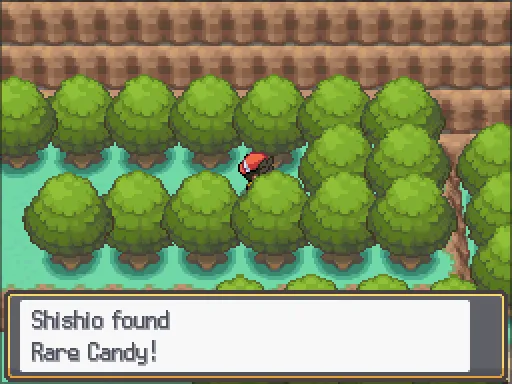 Route 28: Rare Candy found, the text box open after pressing A