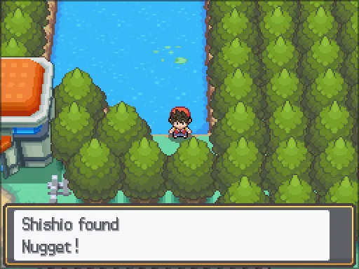 Route 29: Nugget found, the text box open after pressing A