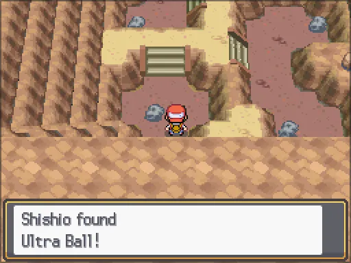Route 3: Ultra Ball found, the text box open after pressing A