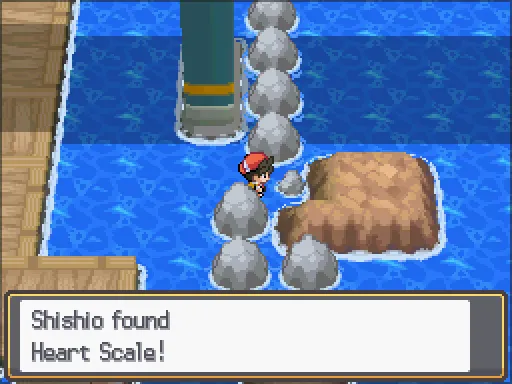 Route 32: Heart Scale found, the text box open after pressing A