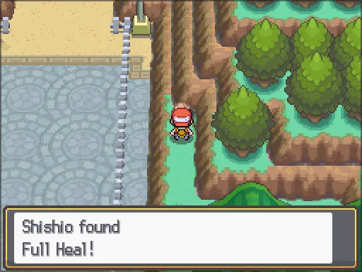 Route 39: Full Heal found, the text box open after pressing A