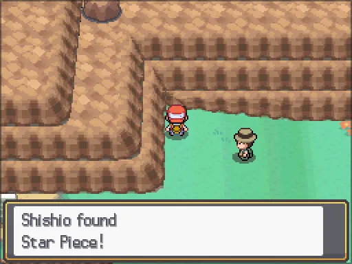 Route 4: Star Piece found, the text box open after pressing A