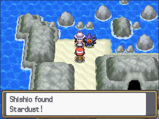 Route 41: Stardust found, the text box open after pressing A