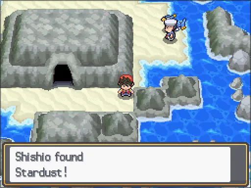 Route 41: Stardust found, the text box open after pressing A