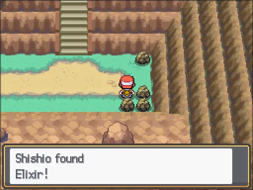 Route 44: Elixir found, the text box open after pressing A