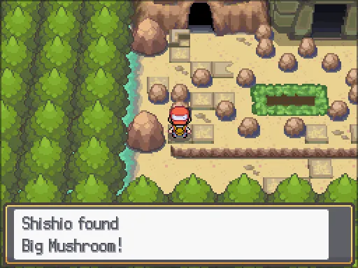 Ruins of Alph: Big Mushroom found, the text box open after pressing A