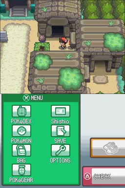 The player directly in front of the Kabuto chamber entrance after approaching from the right.
