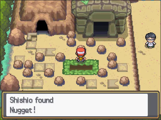 Ruins of Alph: Nugget found, the text box open after pressing A