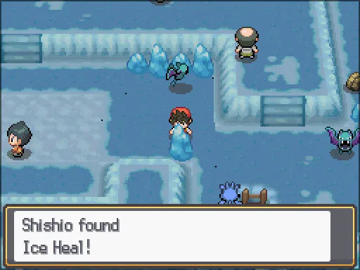 Seafoam Islands B1F: Ice Heal found, the text box open after pressing A