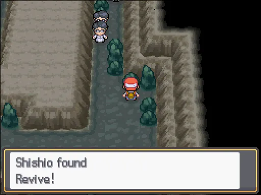 Union Cave B1F: Revive found, the text box open after pressing A