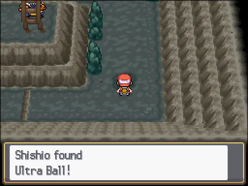 Victory Road 2F: Ultra Ball found, the text box open after pressing A